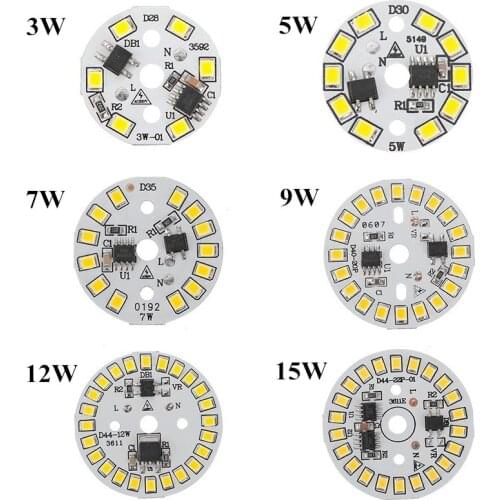 5PCS 3W 5W 7W 9W 12W 15W AC 220V pcb with integrated IC driver, Driverless led bulb PCB board, Direct to AC 220V