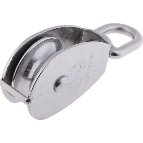 50mm Stainless Steel Single Sheave Swivel Eye Boat Rigging Hoist Lift Pulley