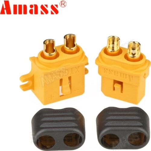 1Pairs Amass XT60L Plug Male and Female 3.5mm golden Plated Bullet Connectors with Lock Protective Sleeve for RC Lipo Battery