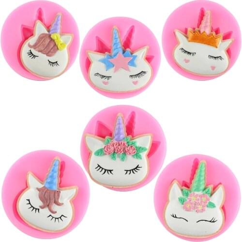 Unicorn Silicone Mold Cupcake Cookie Baking Fondant Molds Baby Birthday Cake Decorating Tool Candy Clay Chocolate Gumpaste Mould