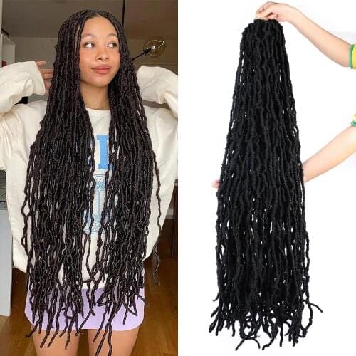 MODERN QUEEN Long Nu Locs Crochet Hair 36 Inches Faux Locs Extension Synthetic Soft Goddess Braiding Dreadlocks Hair For Women