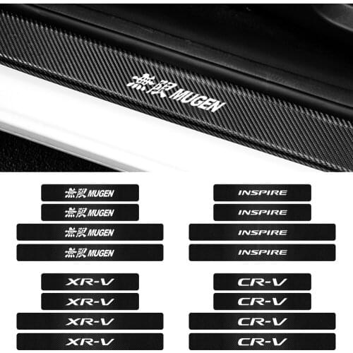 Car Styling 4Pcs Carbon Fiber Car Door Sill Protector Sticker for Mugen Power Honda Civic Accord CRV HRV Jazz City civic typer