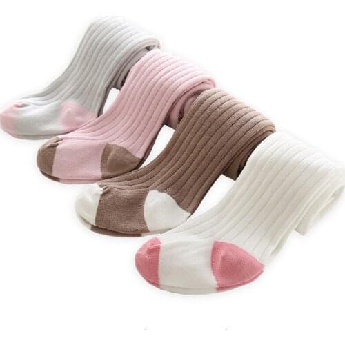 Newborn Girl Warm Soft Cotton Solid Sweet Baby Legging Cotton Infant Toddler Baby Stockings, Pink/ White/ Brown/ Grey