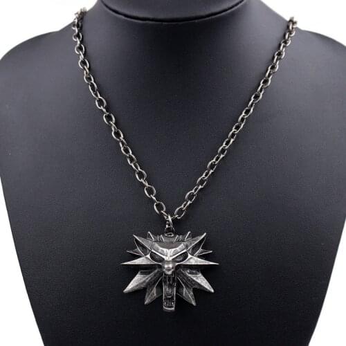Wizard 3 Wild Hunt Game Pendant Necklace Geralt Animal Metal Link Chain Wolf Head Necklace Jewelry Accessories