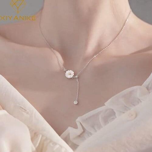 XIYANIKE Wholesa 925 Sterling Silver Daisy Tassel Necklace for Women Couple Jewelry Creative Fashion Party Accessories Gifts