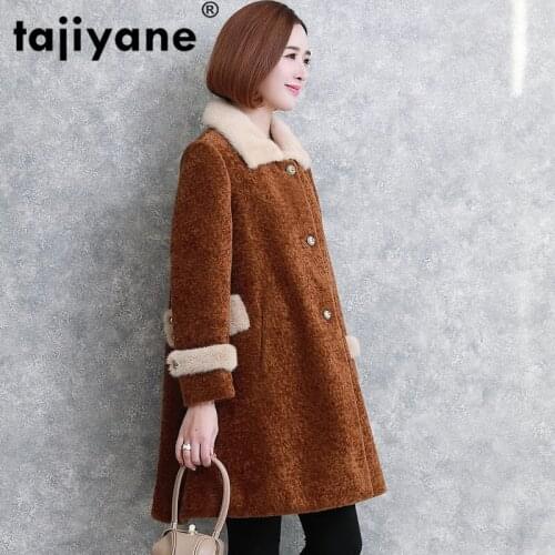 Coat Winter Autumn Women Clothes 2021 Mink Fur Collar Real Fur Coat Female Wool Jacket Korean Vintage Sheep Shearling Tops T4832