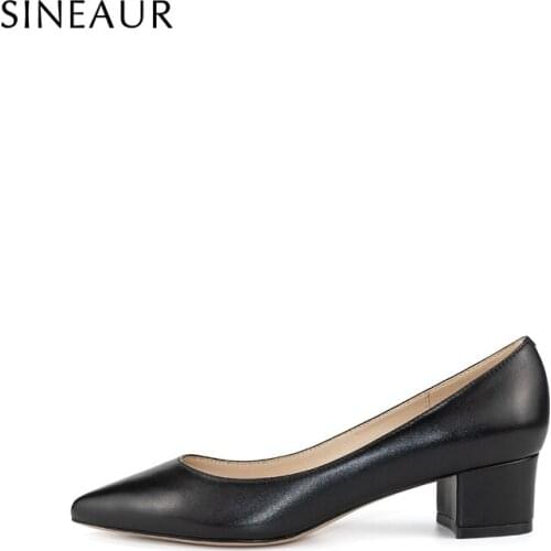 SINEAUR Women Shoes 2021 Fashion Mid-heel Suede Pumps Chunky Heels Pointed Toe Elegant Woman Office Ladies Plus Size 35-45