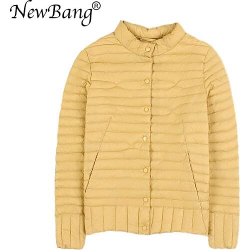 NewBang Brand Womens Down Jacket Ultra Light Down Jacket Women Short Coat Feather Slim Standing Collar Warm Jackets