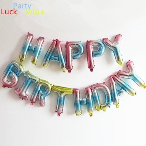 1 set Happy Birthday Letters balloons wedding birthday party banners helium globos Rose Gold foil balloons alphabets kids toy
