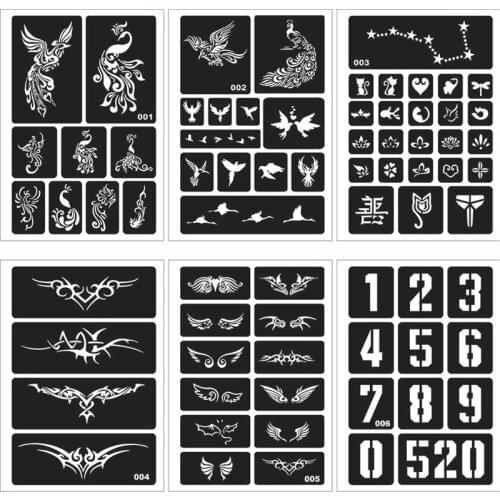 10 Styles Indian Henna Tattoo Stencil Airbrush Tatoos Stencil Glitter Temporary Body Paint Art Design for Women Men