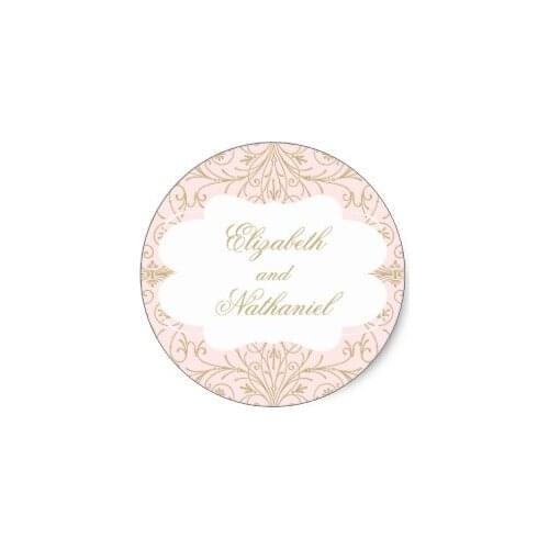 3.8cm Lush Flourish Wedding Sticker blush/gold
