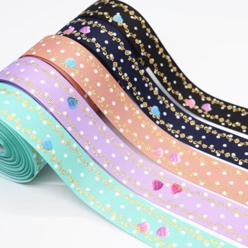 50 Yards Grosgrain Ribbon Laser Gold Leaf Lace Printed Ribbon 1" 25MM For Hair Bows DIY Crafts Handmade Accessories M19042902