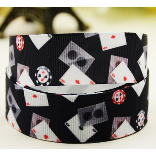 22mm 25mm 38mm 75mm Poker Cartoon printed Grosgrain Ribbon party decoration 10 Yards X-02944