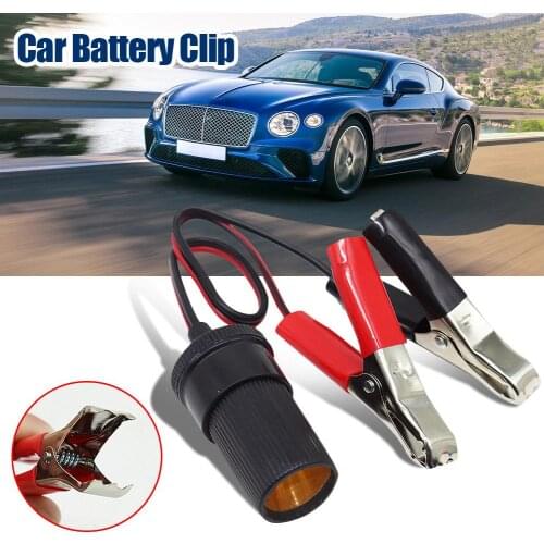 Car Battery Terminal Clip-On Cigarette Lighter Clamp 12V Volt Power Socket Adapter Plug to Car Boat Car USB Charger