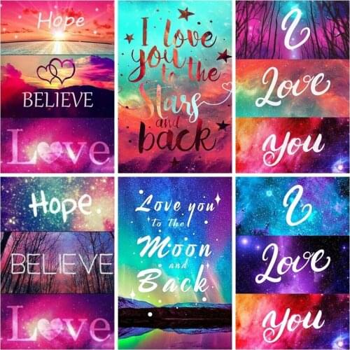 Huacan Full Diamond Embroidery Mosaic Text Love 5D Diamond Painting New Arrivals Landscape Home Decor