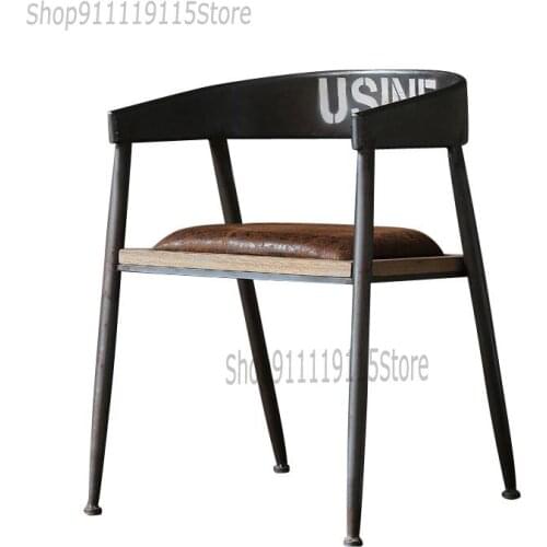 Solid Wood American Dining Chair Iron Sofa Chair Leisure Coffee Shop Chair Computer Chair Office Chair