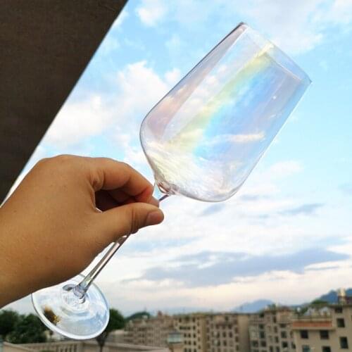 1pcs European Lead-free Crystal champagne glass Rainbow Crystal Red wine glass heart manual Goblet Large family wine glass