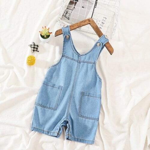 Toddler Childrens Overalls 2021 Summer New Kids Fashion Casual Loose Denim Jumpsuits Korean Baby Boys Girls Suspender Shorts