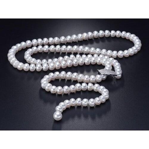 ELEGANT 9-10 mm white pearl necklace 28inch