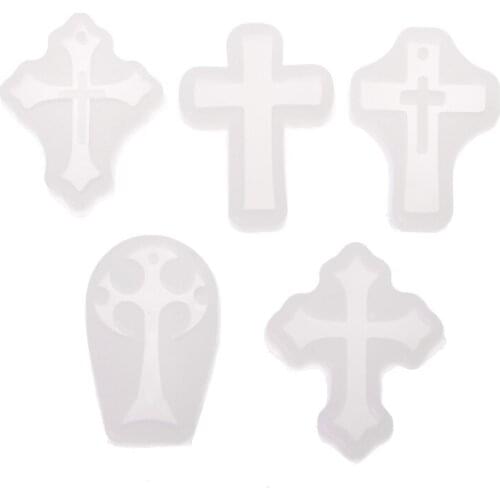 5PCS Cross Silicone Resin Mold For Jewelry Making Casting Mould Craft DIY Tools