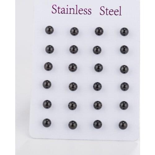 Hfarich Stainless Steel Silver Color Black Gold Rose Color Ball Stud Earrings Punk Ear Tragus Ear Piercing Fake Taper For Men