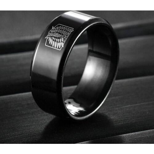 8MM New Fashion Black Stainless Steel Wings Of Liberty Rings For Men Punk Cool Party Male Anniversary Jewelry Gift High Quality