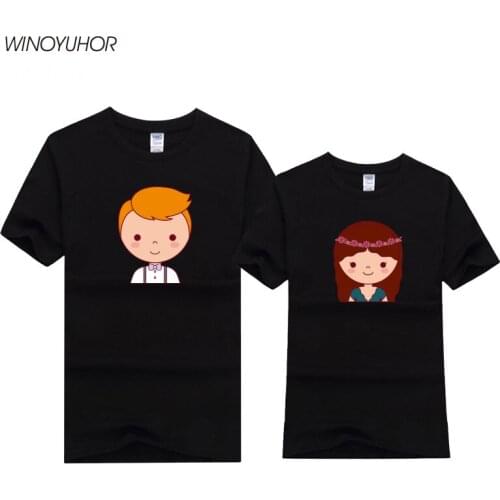 Summer Couples Lovers T-Shirt For Women Casual Short Sleeve Tops Tshirt Men Cartoon Print Female Tee Shirt Cotton