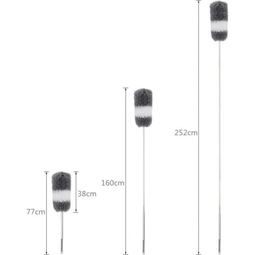 Hot selling microfiber 2.5m long retractable dust duster dust brush clean sweep grey feather duster cleaning supplies