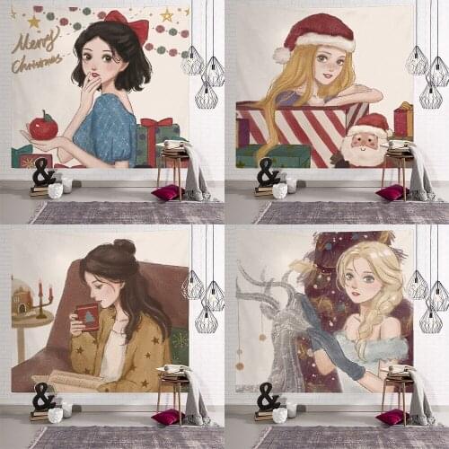 Cute Little Girl Kawaii Room Decor Tapestry Wall Hanging Beautiful Princess Christmas Tapestry Wall Decoration Cute Room Decor