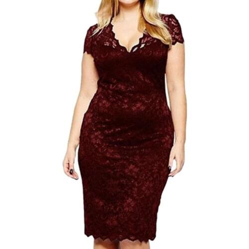 Fashion Women Dresses Sexy Lace Hollow Out Deep-V Short Sleeve Solid color Party Midi Dress For Party женское платье 2021