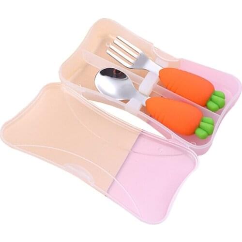 Baby Tableware Set Children Utensil Stainless Steel Toddler Dinnerware Infant Food Feeding Spoon Fork A2UB