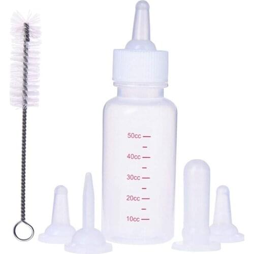 Pet Nursing Bottle Kits Replacement Nipple Cat Feeding Bottle for Newborn Kittens, Puppies, Rabbits, Small Animals