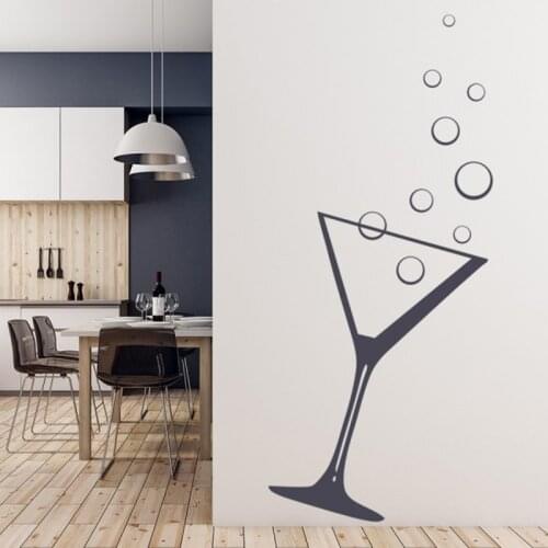 Wall Art Sticker Home Decoration Waterproof Decal Wallpaper Murals Glass Martini Glass Cocktail Pattern PVC 4171