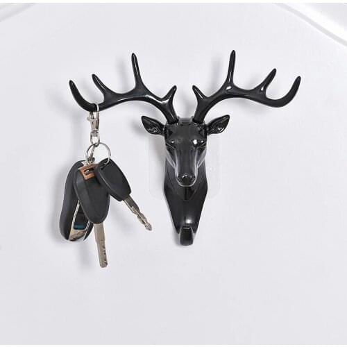 Wall Hanging Hook Vintage Deer Head Antlers Hanger Rack for Hanging Clothes Hat Scarf Key wall Ornaments Bedroom Bathroom Decor