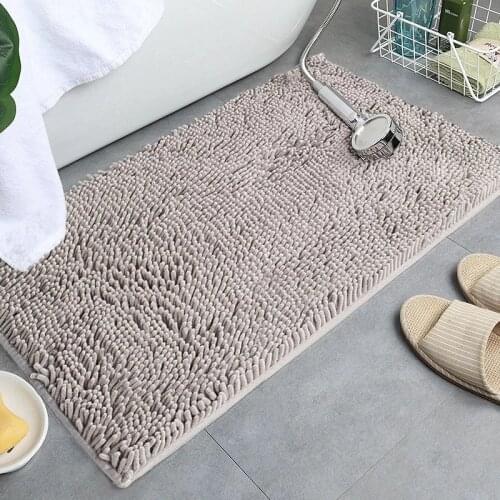 Bathroom Carpet Anti-slip Floor Mat for Shower Room Kitchen Thicken Chenille Bath Rug Soft Home Toilet Doormat Machine Washable