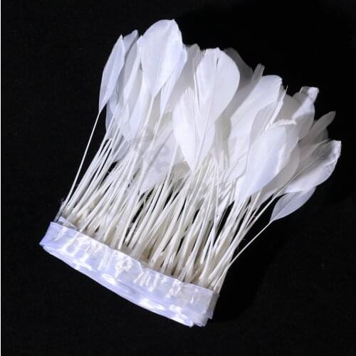 New 15-20CM (6-8 inches) torn head goose feather dyed white cloth edge 2 meters DIY performance costume skirt decoration
