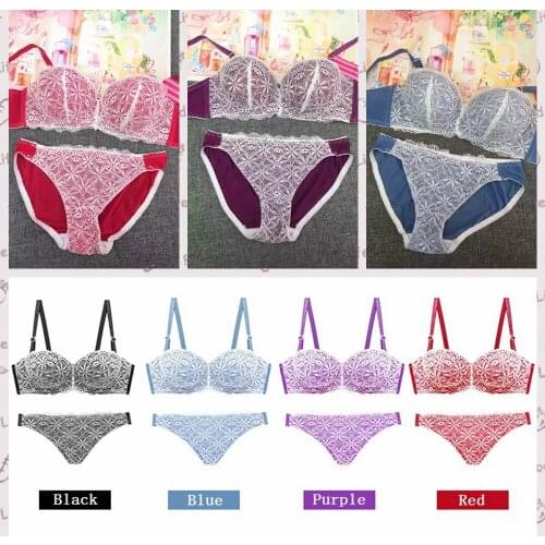 New Style Women Comfy Thick Padded Bra Super Boost Push-up Brassiere Sexy Half Cup Underwear Charming Lingerie Bra And Panty Set