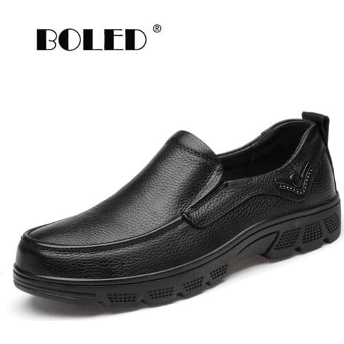 Natural Leather Shoes Men Loafers Soft Plus Size Men Casual Shoes Male Footwear Black Brown Slip On Walking Shoes
