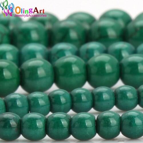 OlingArt 4mm/6mm/8mm Synthetic Stone beads Round Green Turquoises Fashion Necklace bracelet earrings for jewelry making