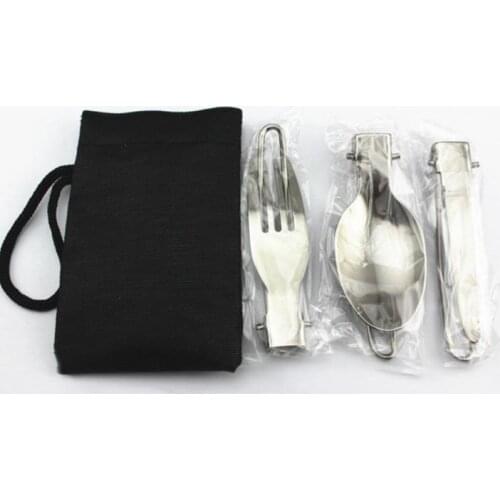 Wholesale 120 set/lot Outdoor Camping Picnic Tableware Stainless Steel Portable Folding Spoon Fork Camping Cooking SN1107