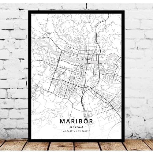 Maribor Slovenia Map Poster
