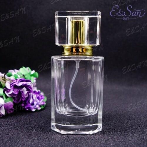 PT196B-40ML Big Flat Octahedral Perfume Glass Spray Bottle High Quality Acrylic Cap Cosmetic Bottle 100PCS/LOT