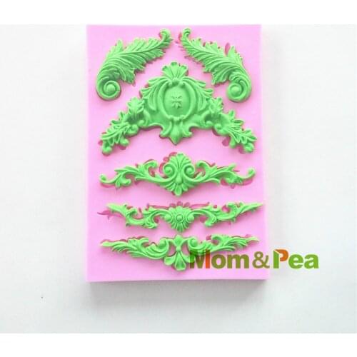 Mom&Pea 0509 Free Shipping Border Lace Shaped Silicone Soap Mold Cake Decoration Fondant Cake 3D Mold Food Grade Silicone Mould