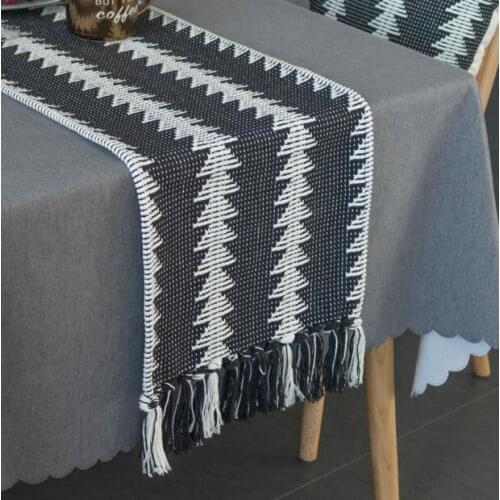 Japanese Style Modern Stripe Table Runner For Wedding Party Cotton and Linen Woven Tablecloth Christmas Decorations For Table