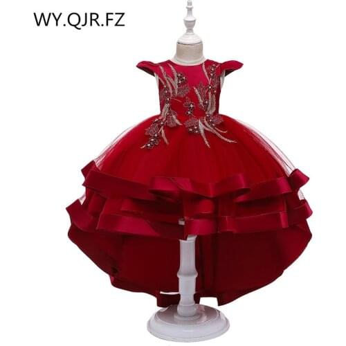 BH-5018#Girls wear Flower boy dress Christmas wedding party dresses Bean powder green Burgundy childrens garments wholesale