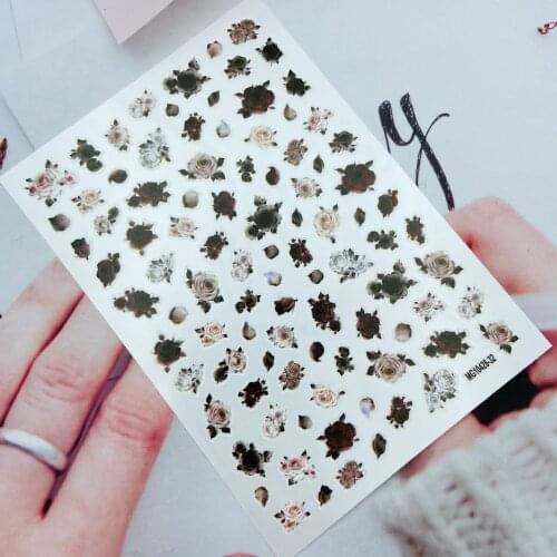 DIY Japanese Style Thin Light Traceless Nail Stickers New Arrival Black Dark Roses Back Glue Adhesive Dry Nail Decals Manicure