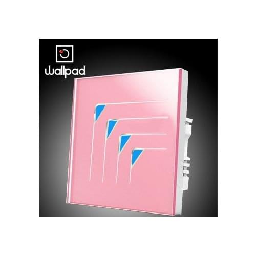 4 Gangs 2 Way Smart Touch Switches 110~250V Wallpad Luxury Pink Crystal Glass Wall Light Switch Panel, Backlight LED