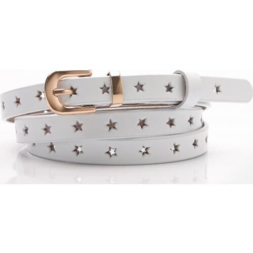 Vintage Women Punk Belt Black Single Star Eyelet PU Leather Buckle Belt Female Ladies Waist Jeans Belts PY97