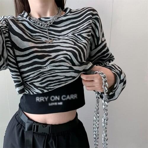 Stripe Cotton T Shirt Women SPring 2021 Long Sleeve Girls Casual Oversized Fashion Crop Top Ladies Korean Hip Hop Tee Shirt 025