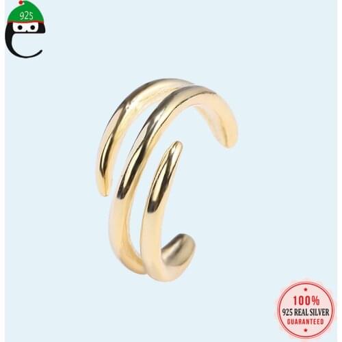 ElfoPlataSi 925 Sterling Silver Gold Irregular Line Ear Cuff Clip on Earring For Girl Without Piercing Earing Jewelry DS1810